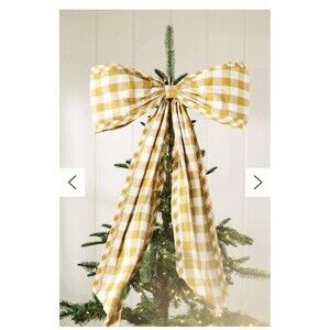 NIB  Anthropologie  Gingham Bow Tree Topper 39" Preppy Country Sash Sold Out